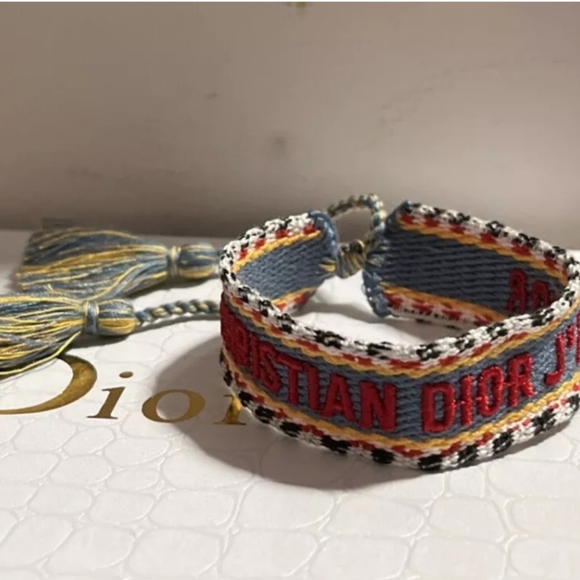 Auth Christian Dior Jadior Embroidered Friendship Bracelet Adjustable/UNISEX - Picture 3 of 5